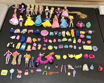 Vintage Y2K Polly Pocket Dolls Figures Clothes and Accessories Lot Of 107 Gift - Image 1 of 4