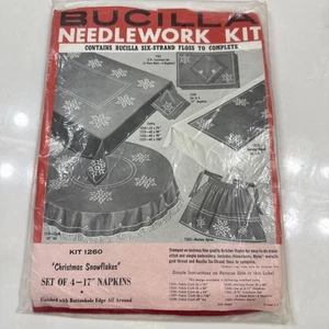 Bucilla Needlework Kit 1260 Christmas Snowflakes 4 17” Napkins - Picture 1 of 9