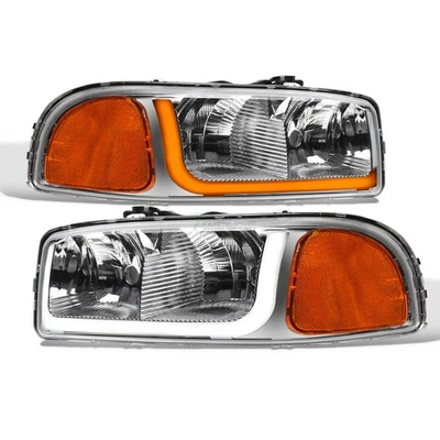 Topline For 1999-2006 Sierra Switchback Sequential LED Strip Headlights - Chrome - Image 1 of 4