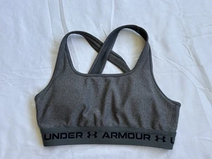 Under Armour Women's Crossback Sports Bra Gray/Black Size S Sporty Athletic - Picture 1 of 4
