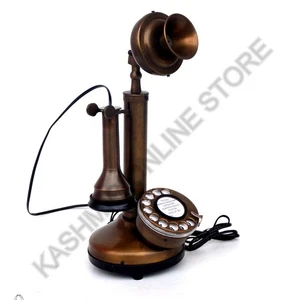 Antique Brass Candlestick phone–Vintage Retro Antique Style Classic Desk Phone . - Picture 1 of 7