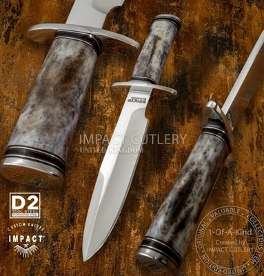 Model # 5034 Impact Cutlery Custom D2 Steel Bowie Knife with Camel Bone Handle - Image 1 of 4