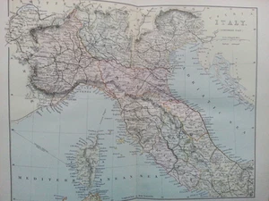 Antique Map – Northern Italy C1870s Fold-Out Atlas Lithograph Victorian Print - Picture 1 of 4