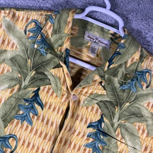 Tommy Bahama Floral Camp Hemd Herren Small Leinen Seidenmischung Hawaii Tropical Sky - Bild 1 von 11