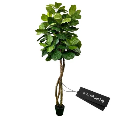 Handmade 6ft Fiddle Leaf Fig Ficus Lyrata Artificial Tree with Ethically Sour... - Image 1 of 4