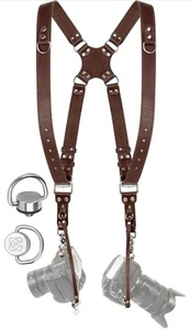 Coiro Slim Camera Harness for 2 Cameras – Dual Shoulder Leather Camera Strap - Picture 1 of 7