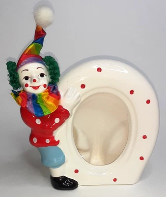 Marco de fotos de cerámica de payaso vintage arlequín Pierrot mimo Kisch Granny Core Foto 1 de 4