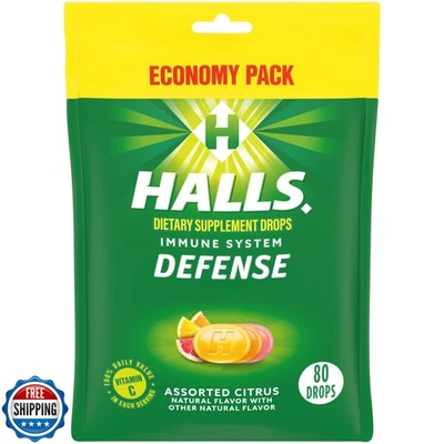 Gotas de vitamina C cítricas surtidas HALLS Defense, paquete económico, 80 gotas Foto 1 de 4