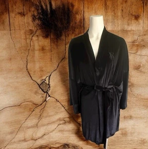 Victoria's Secret Velvet Robe Black XL/ XXL Kimono Style With Tie Waist New - Picture 1 of 20