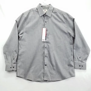 NEW Cutter & Buck Shirt Mens Large Gray Herringbone Long Sleeve Button Easy Care - Picture 1 of 15