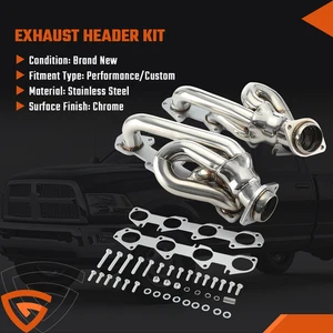 For Dodge Ram 1500 2009-2018 5.7L HEMI Shorty Stainless Performance Headers US M - Picture 1 of 9