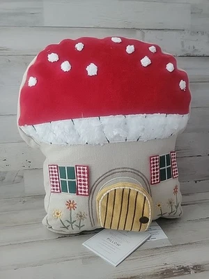 Pottery Barn Kids Mushroom  House Shaped Pillow 12 1/2” x 13 1/2”  - Image 1 of 3