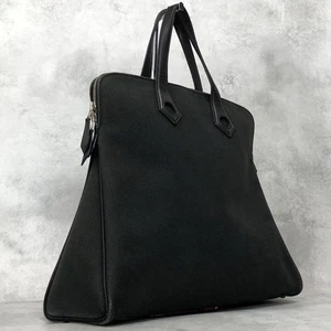HERMES Sac Eve Yves Tote hand Bag large Toile canvas leather H Black authentic - Picture 1 of 24