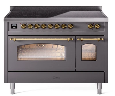 ILVE UPI486NMPMGG Nostalgie II 48" Induction Range 6 Elements Graphite Matt Bras - Image 1 of 4