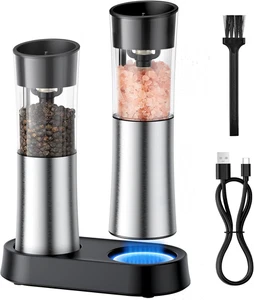 Electric Salt and Pepper Grinder Set — Gravity Rechargeable Salt Pepper Grinder - Picture 1 of 12