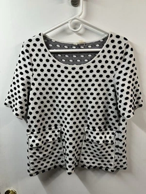 Suéter Polilla Mediano Lunares Anthropologie Manga Corta Bolsillos Pom Pom Tejido Foto 1 de 4