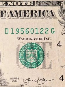 $1 Birthday Anniversary Date Note (Jan 22nd 1956) Fancy Serial Number - Picture 1 of 3
