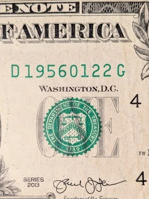 $1 Birthday Anniversary Date Note (Jan 22nd 1956) Fancy Serial Number - Image 1 of 3