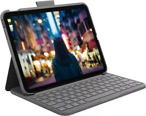 Logitech Slim Folio Bluetooth Keyboard Case for iPad 10th Gen 10.9" 2023 Gray - Picture 1 of 6