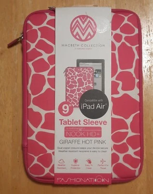  9" TABLET CASE SLEEVE FASHIONATION GIRAFFE HOT PINK MACBETH COLLECTION Neoprene - Image 1 of 4