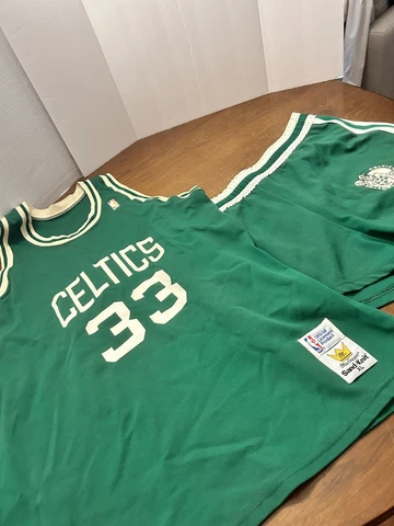 Vintage Boston Celtics Larry Bird Uniform 80s Jersey Shorts Sand Knit MacGregor Cover