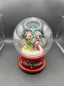 Disney Mickey & Minnie Mouse Schneekugel "Frohe Weihnachten" mit Musik funktioniert - lesen - Bild 1 von 3