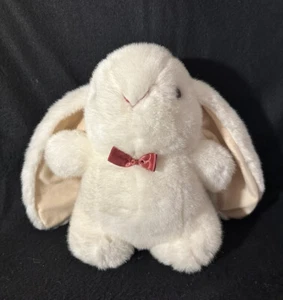 Vintage Schmidt Kanone weiß Hase Hase Plüsch lange Ohren rosa Schleife Ostern - Bild 1 von 14