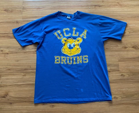 Vintage 80s Joe Bruin UCLA Mascot T-Shirt Size XL University of California Blue Cover
