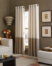 Kendall Color Block Grommet Curtain Panel, 84-Inch, Ivory/Tan