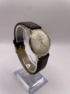 Vintage Jules Jurgensen 18K Gold Dress Watch Manual Wind "Ultra Thin" 34mm - Picture 1 of 13