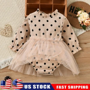 Baby Girls Dress Newborn Jumpsuit Adorable Romper Skirt Festive Clothes Party - Picture 1 of 11