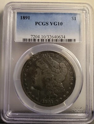 1891-P  Morgan Dollar- PCGS VG 10- VAM 2A MOUSTACHE- TOP 100 & WOW VAMs SETs!!! - Image 1 of 4