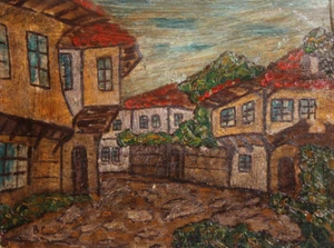 Fauvist Ölgemälde Stadtbild Landschaft Szene signiert - Bild 1 von 12