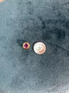 14k Solid Yellow Gold w/Purple Amethyst Diamond Pendant, Feb Birthstone - Picture 1 of 5
