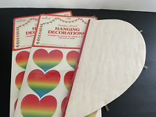 Vintage Hallmark Rainbow Hearts Hanging Decoration 1982 Valentine Day Honeycomb