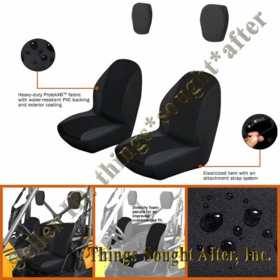 Cubierta de asiento Yamaha Rhino para 450 660 700 2012 y 2013 - Juego de cubos de tela negra Foto 1 de 4