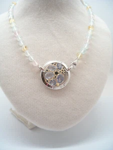 Collana di Acquamarine con centro in Oro Giallo 18 Kt e Argento con Zaffiri - Picture 1 of 9