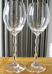 2x Vintage Nachtmann Crystal Flamenco Wine Glasses 8" Tall - Signed On Bases - Picture 1 of 12