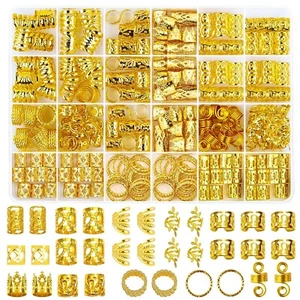 Haar Schmuck Perlen 290Pcs Silber Gold Metall Borte Manschette Dreadlock Clips & - Bild 1 von 26