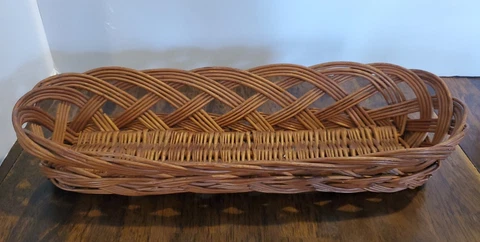 Vintage French Boulangerie Baguette Bread Bakery Wicker Woven Basket  15 in Cover