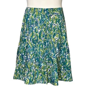 Falda midi acampanada Chico's A Line talla XL/3 algodón cabaña colorido azul verde - Imagen 1 de 9