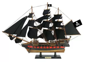 Maquette en bois bateau pirate entièrement assemblée 26"L x 15"H la perle noire cadeau - Photo 1 sur 5
