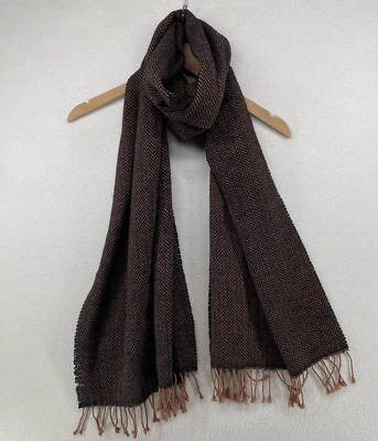 Шарф женский OS в елочку из переработанного хлопка с бахромой прямоугольный коричневый 19 x 80 дюймов - Изображение 1 из 4