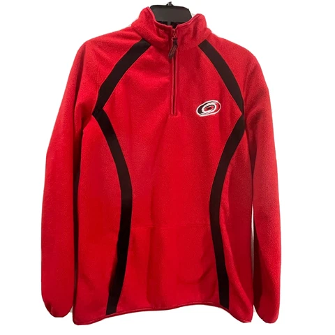 NHL Carolina Hurricanes Unisex Small 1/4 Zip Red Fleece Embroidered Pullover Cover