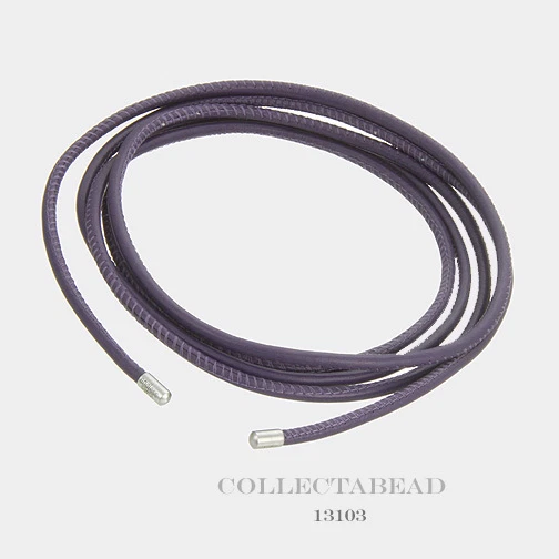 Auténtico collar de cuero salvia púrpura de acero inoxidable sin fin 13103 Foto 1 de 1