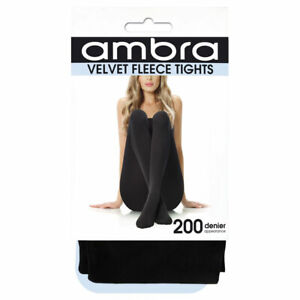 Ambra Velvet Fleece Tight 200 Denier AMVELFLCTI Black