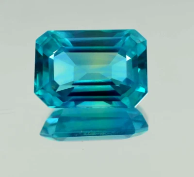 12.2 Ct+ Natural Ceylon Green Blue Sapphire Emerald Cut Loose Certified Gemstone - Image 1 of 4