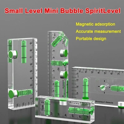 Small Level Mini Bubble 90°/180°SpiritLevel,Magnetic Cross Check Pocket Lev🔥 - Image 1 of 4