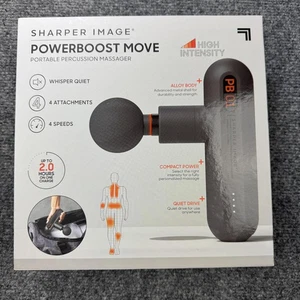 Sharper Image Powerboost Move PB01 Percussion Massage Gun 4 Speeds 4 Heads Quiet - Picture 1 of 16