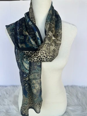 Oscar de la Renta 100% Silk Scarf Vintage Animal Paisley Print 10x52 Korea - Image 1 of 4